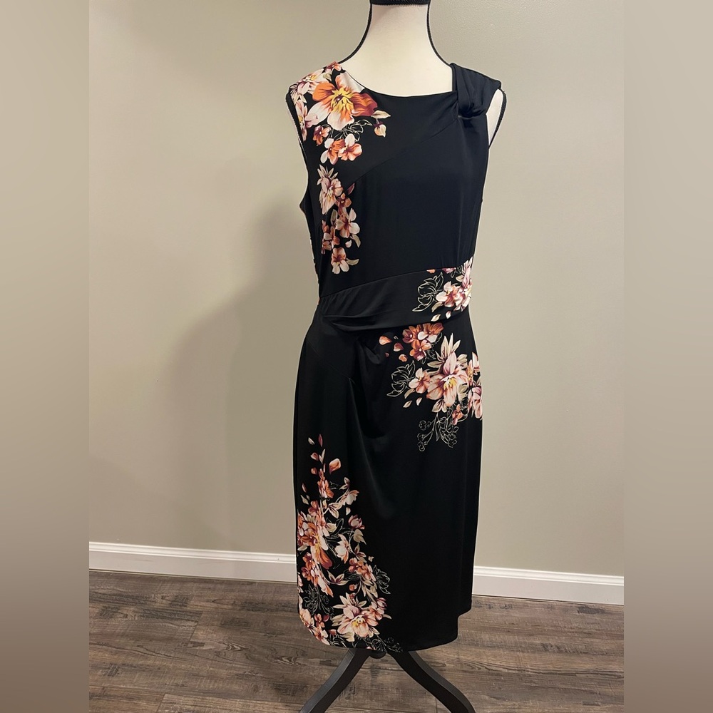 White House Black Market Floral Black Dress